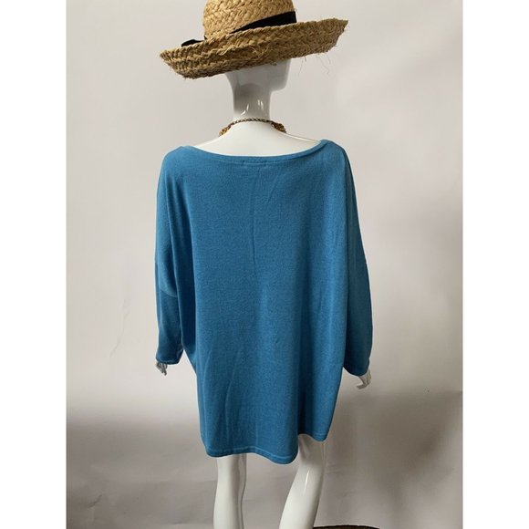 UGET Womens Tunic Sweater Blue Long Sleeve Scoop Neck Pullover XXL - Picture 7 of 11